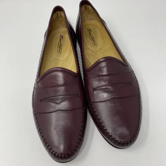 NEW santoni leather slip on loafer shoes